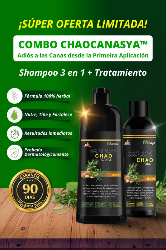 ChaoCanasYa™ – Shampoo 3 en 1 Dile Adiós a las Canas desde el Primer Uso